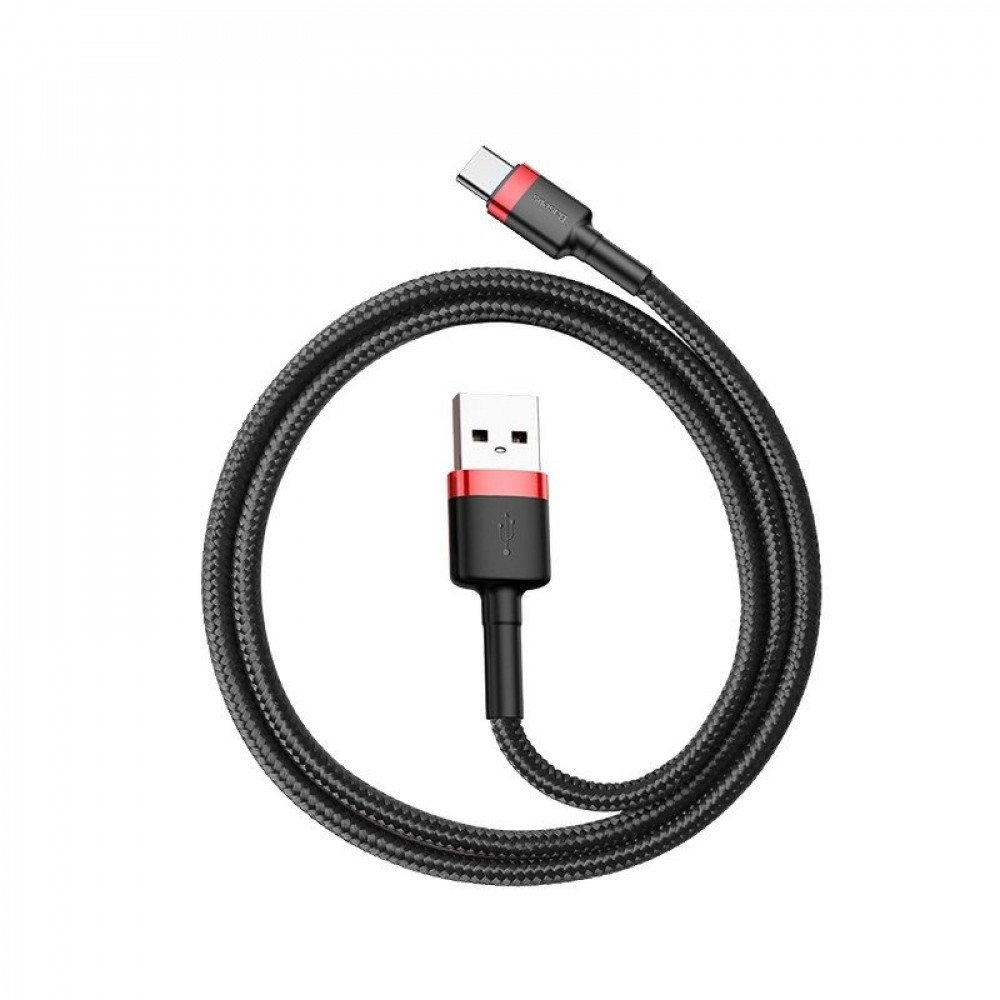 Baseus Cafule Braided USB 2.0 Cable USB-C male - USB-A male Black/Red 3m (CATKLF-U91)