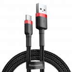 Baseus Cafule Braided USB 2.0 Cable USB-C male - USB-A male Black/Red 3m (CATKLF-U91)
