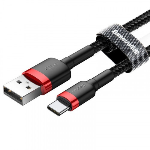 Baseus Cafule Braided USB 2.0 Cable USB-C male - USB-A male Black/Red 3m (CATKLF-U91)