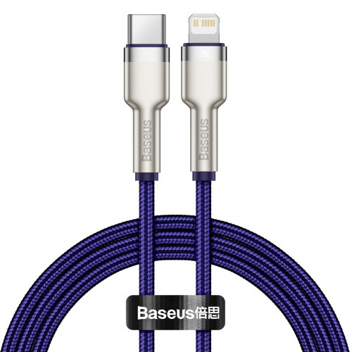 Baseus Cafule Metal Braided USB-C to Lightning Cable 20W Μωβ 1m (CATLJK-A05)