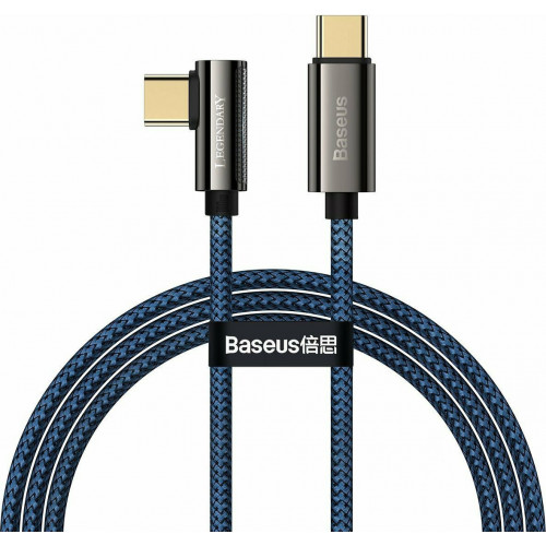 Baseus Legend Series Angle (90°) / Braided USB 2.0 Cable USB-C male - USB-C male Μπλε 1m (CACS000603)