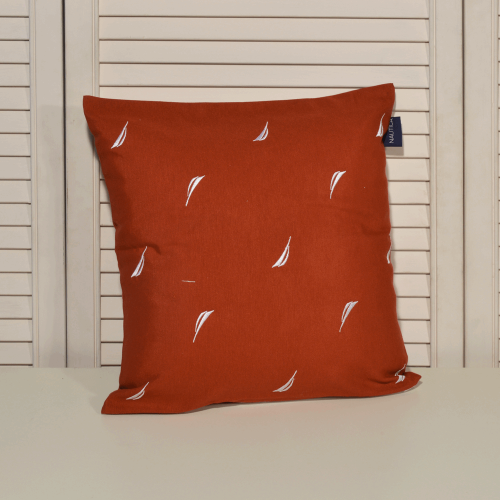 Nautica Μαξιλαροθήκη Διακοσμητική Λονέτα Κεντητή Κεραμιδί με Λευκό Κέντημα