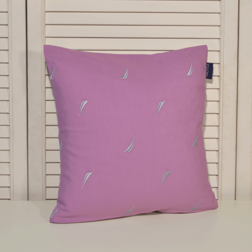 Nautica Μαξιλαροθήκη Διακοσμητική Λονέτα Κεντητή Λιλά με Γκρι Κέντημα