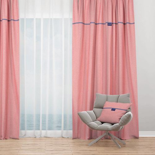 Nautica Ραμμένο Φύλλο Κουρτίνας με Τρέσα 145χ270 Κόκκινο