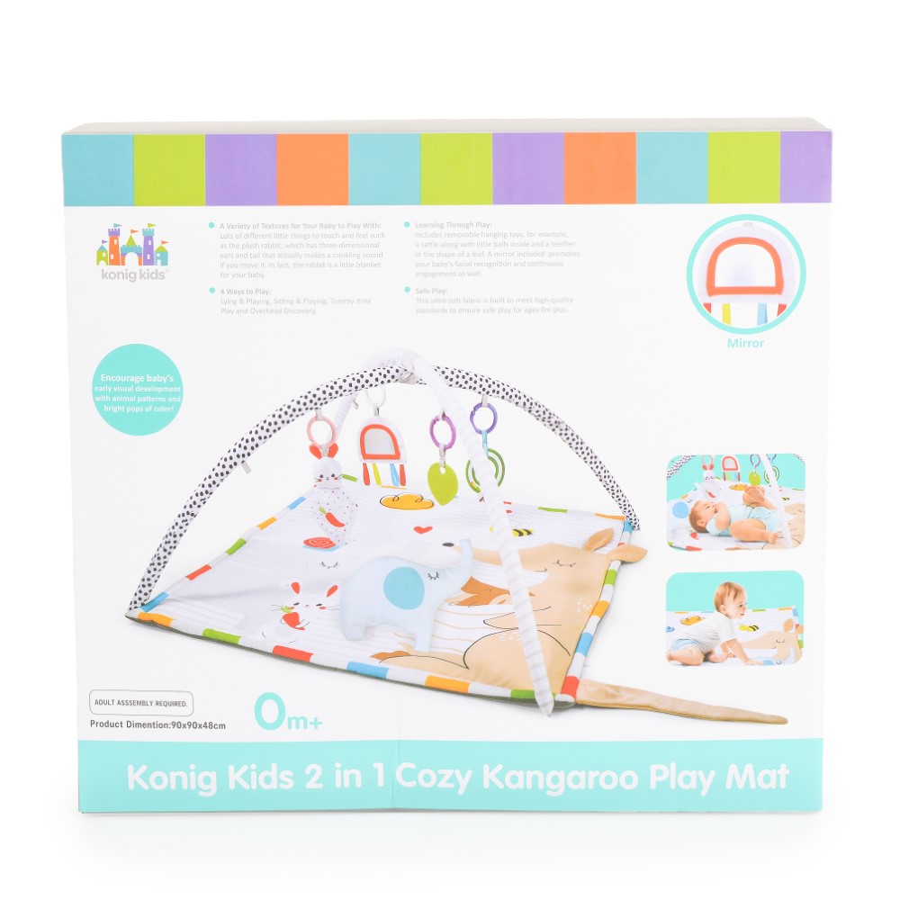 Γυμναστήριο με δραστηριότητων παιχνιδιού σε 3 θέσεις παιχνιδιού - στην πλάτη, στην κοιλιά και σε καθιστή θέση Περιλαμβάνει στο σετ πολλά παιχνίδια, μαξιλάρι και αποσπώμενες καμάρες παιχνιδιών.