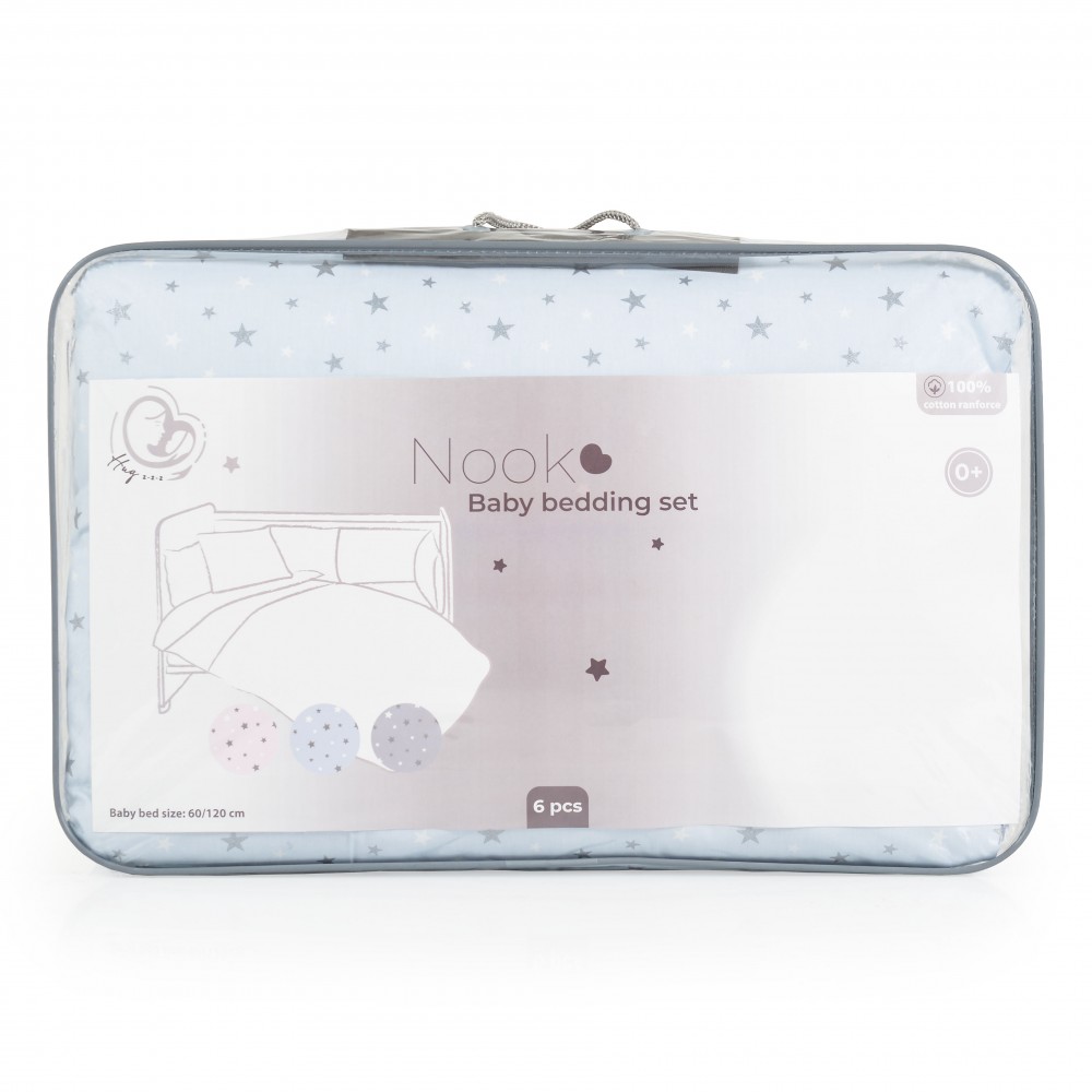 Η φωτογραφία δείχνει Μαλακό και απαλό σετ βρεφικού κρεβατιού 6 τεμαχίων από 100% βαμβάκι ranforse υψηλής ποιότητας.