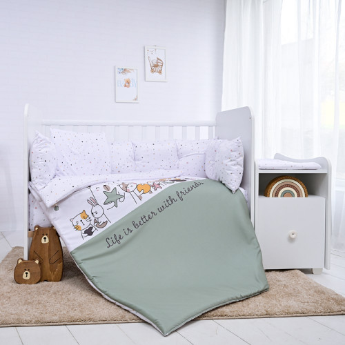 LORELLI ΣΕΤ ΠΡΟΙΚΑΣ ΜΩΡΟΥ ΚΟΥΝΙΑΣ 8 ΤΜΧ RANFORCE HAPPY FRIENDS MINT 20800056401