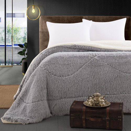 Κουβερτοπάπλωμα υπέρδιπλο Art 11064 220x240 Γκρι   Beauty Home
