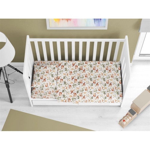 ΣΕΝΤΟΝΙΑ ΕΜΠΡΙΜΕ ΣΕΤ 3 τεμ bebe Dinosaur 515 120X160 Beige 100% Cotton