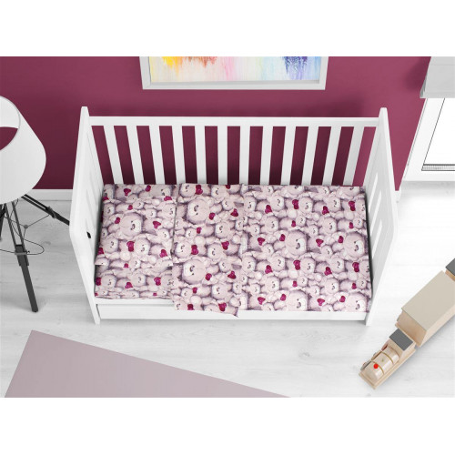 ΠΑΠΛΩΜΑΤΟΘΗΚΗ ΕΜΠΡΙΜΕ bebe Teddy Bear 536 120X160 Purple Cotton 100%