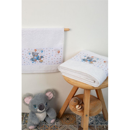 ΠΕΤΣΕΤΑ Με Ψηφιακή Εκτύπωση Σετ 2 τεμ bebe Studying Bear 38 30X50,70X140 Λευκό 100% Cotton