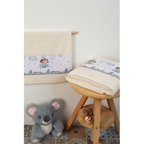 ΠΕΤΣΕΤΑ Με Ψηφιακή Εκτύπωση Σετ 2 τεμ bebe Pilot 120 30X50,70X140 Εκρού 100% Cotton