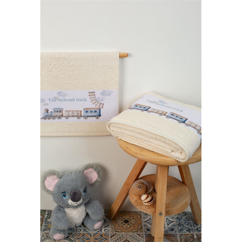 Σετ βρεφικές πετσέτες μπάνιου που περιέχει : 1 τεμάχιο πετσέτα χειρός διαστάσεων 30X50 cm και 1 τεμάχιο πετσέτα μπάνιου διαστάσεων 70X140 cm.