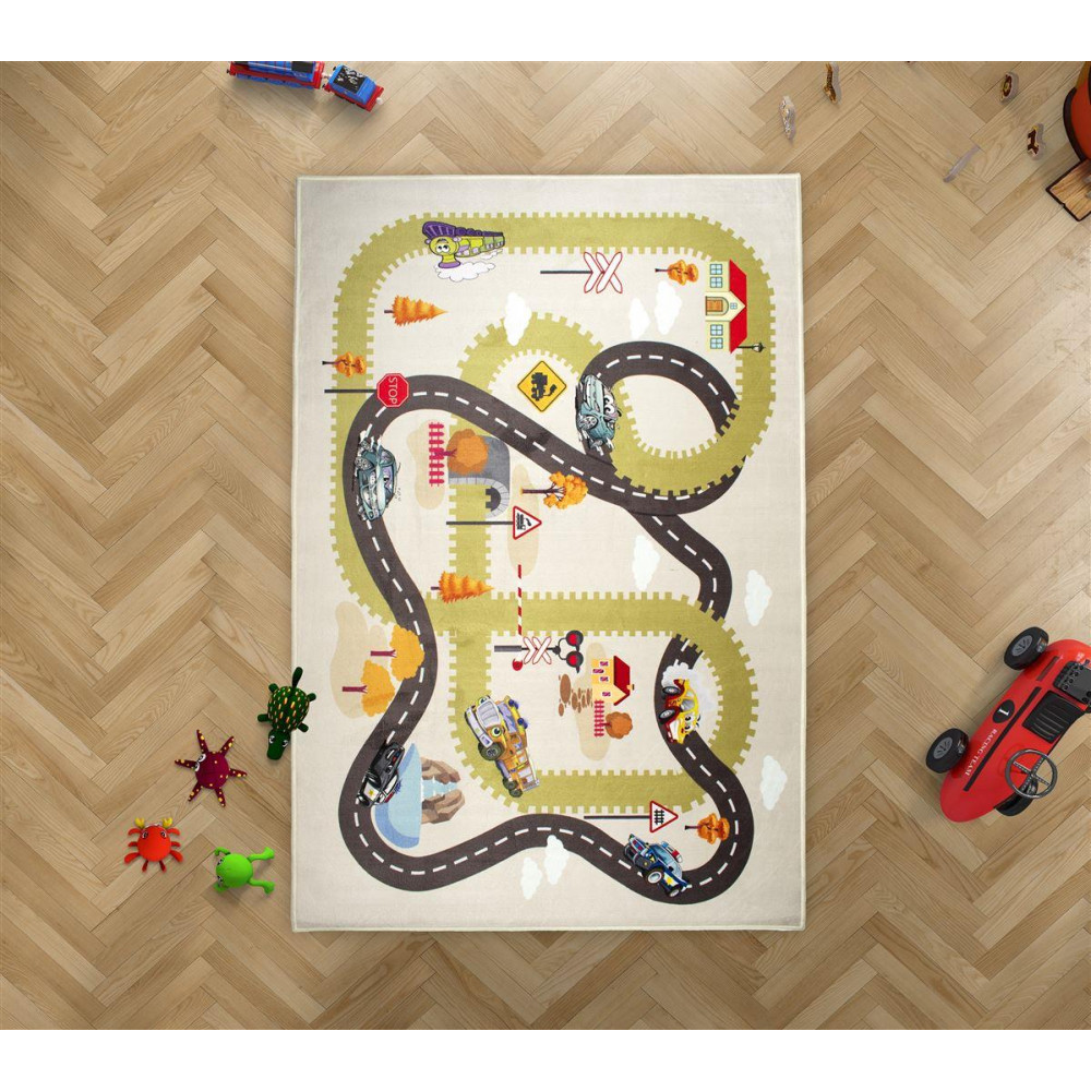 Χαλί με αντιολισθητικό επίστρωμα διαστάσεων 135Χ200 cm ιδανικό για το παιδικό δωμάτιο, ανθεκτικό στη καταπόνηση από το έντονο παιδικό παιχνίδι.