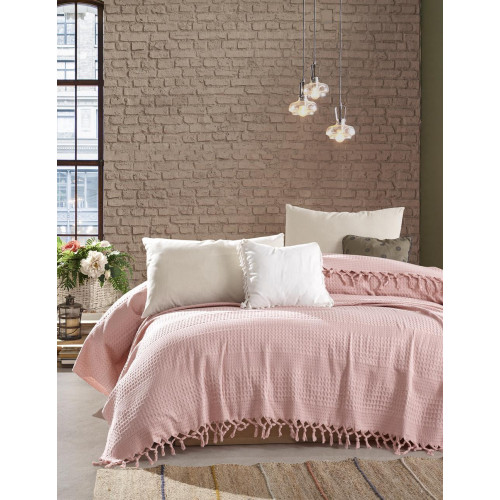 DIMcol ΚΟΥΒΕΡΤΑ ΠΙΚΕ ΕΝΗΛ Cotton 100% 220Χ240 Dobby  Cashmere Pink