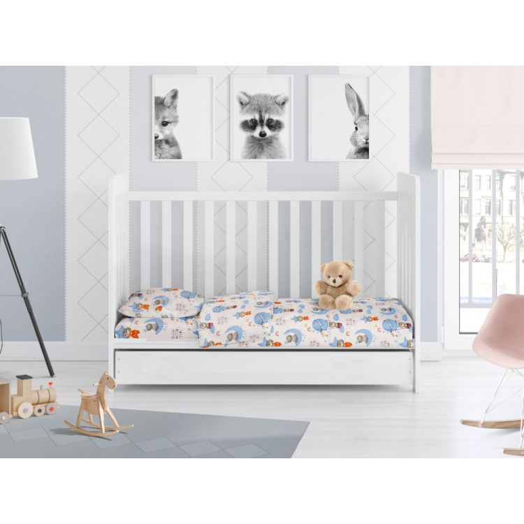  Παπλωματάκι κούνιας 120Χ160 με γέμιση βατα αντιαλλεργική 300 gsm -Υφασμα 100 % βαμβάκι TC 144 Εμπριμέ με χαρούμενα χρώματα και παραστάσεις-Συσκευασία Polybag