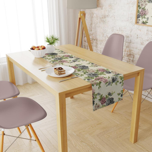 DIMcol ΤΡΑΒΕΡΣΑ ΑΛΕΚΙΑΣΤΗ ΕΝΗΛ Cott/Pol 70/30 40X180 Vintage Flower 481 Ecru-Green