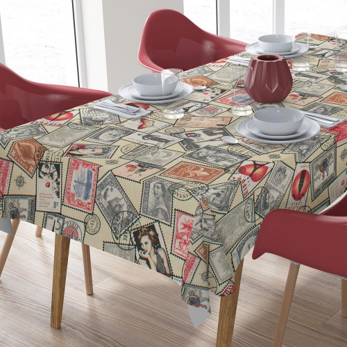 DIMcol ΚΑΡΕ ΑΛΕΚΙΑΣΤΟ ΕΝΗΛ Cott/Pol 70/30 90X90 Vintage Post Stamps 482 Ecru