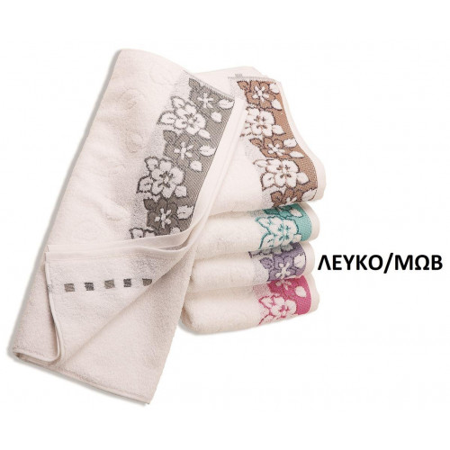 ΠΕΤΣΕΤΑ ΖΑΚΑΡ ZERO TWIST ΕΡΑΤΩ 70X140 ΛΕΥΚΟ/ΜΩΒ Cotton 100%