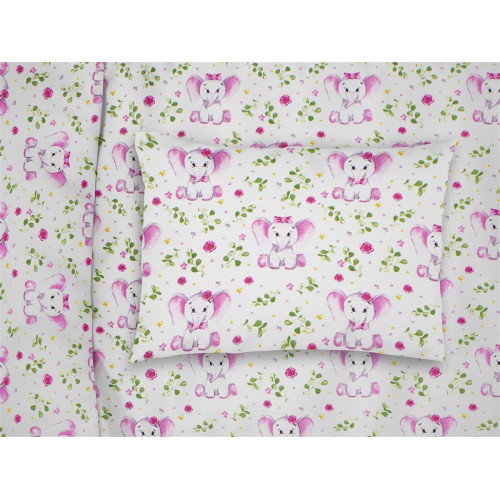 ΜΑΞΙΛΑΡΟΘΗΚΗ ΕΜΠΡΙΜΕ bebe Elephant 173 35Χ45 White-Pink Cotton 100%