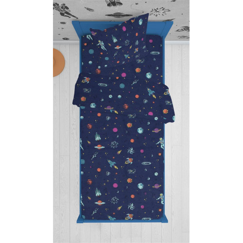 ΣΕΝΤΟΝΙΑ ΕΜΠΡΙΜΕ ΣΕΤ 2 τεμ kids Space 189 160Χ240 Blue Cotton 100%