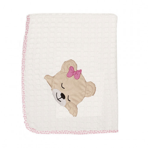 DIMcol ΚΟΥΒΕΡΤΑ ΠΙΚΕ ΒΡΕΦ Cotton 100% 100Χ160 SLEEPING BEARS CUB 12 ΛΕΥΚΟ/ΡΟΖ 1210414201701219