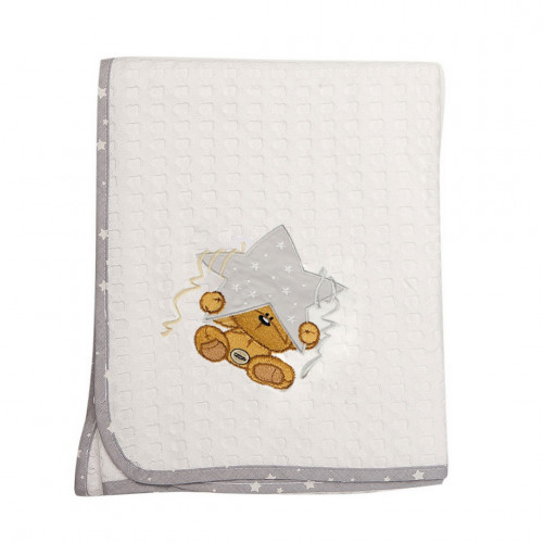 DIMcol ΚΟΥΒΕΡΤΑ ΠΙΚΕ ΒΡΕΦ Cotton 100% 100Χ160 ΑΣΤΕΡΙ 124 ΛΕΥΚΟ/ΓΚΡΙ 1210414203012418