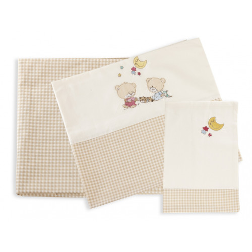 DIMcol ΣΕΝΤΟΝΙΑ ΣΕΤ 3 τεμ ΒΡΕΦ Cotton 100% 120Χ170 HAPPY BEARS 22 ΕΚΡΟΥ/ΜΠΕΖ 1212614600802207