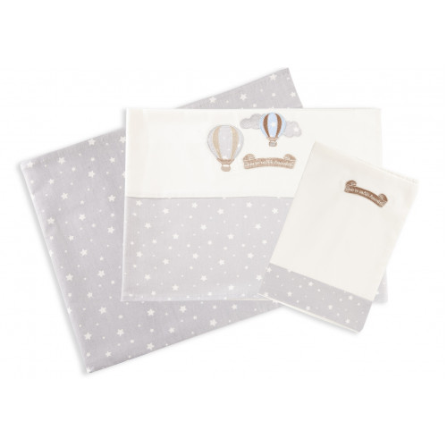 DIMcol ΣΕΝΤΟΝΙΑ ΣΕΤ 3 τεμ ΒΡΕΦ Cotton 100% 120Χ170 ΑΕΡΟΣΤΑΤΟ 01 ΕΚΡΟΥ/ΓΚΡΙ 1212614602100106