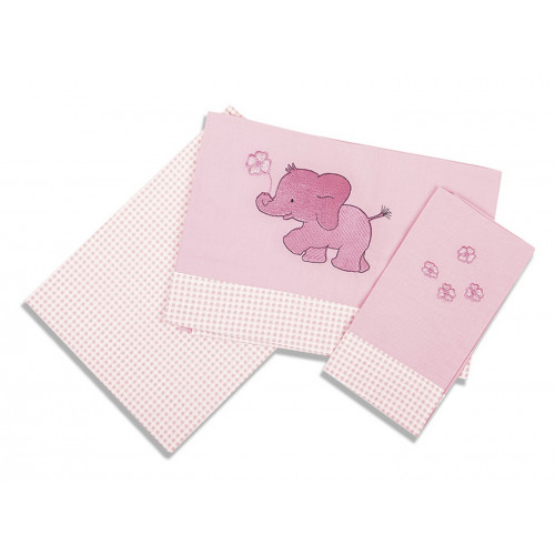 DIMcol ΣΕΝΤΟΝΙΑ ΣΕΤ 3 τεμ ΒΡΕΦ Cotton 100% 120Χ170 ΕΛΕΦΑΝΤΑΚΙ 15 ΡΟΖ 1212614602401526