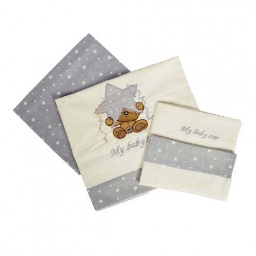 DIMcol ΣΕΝΤΟΝΙΑ ΣΕΤ 3 τεμ ΒΡΕΦ Cotton 100% 120Χ170 ΑΣΤΕΡΙ 129 ΕΚΡΟΥ/ΓΚΡΙ 1212614603012906