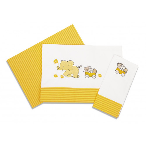 DIMcol ΣΕΝΤΟΝΙΑ ΣΕΤ 3 τεμ ΒΡΕΦ Cotton 100% 120Χ170 ΕΛΕΦΑΝΤΑΚΙΑ 112 ΠΟΡΤ/ΚΙΤΡ/ΛΕΥΚΟ 1212614605711236