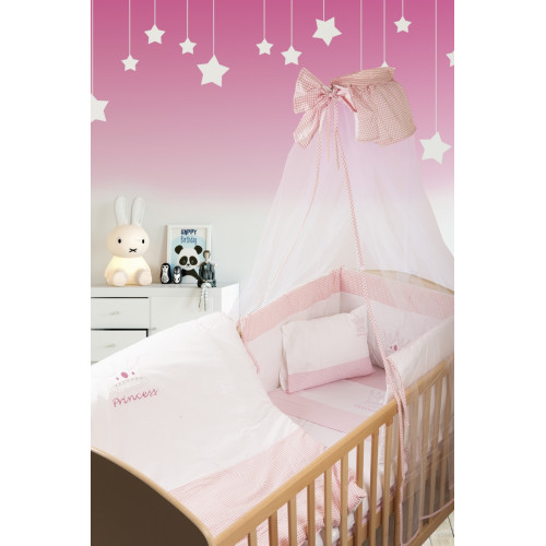 DIMcol ΚΟΥΝΟΥΠΙΕΡΑ ΒΡΕΦ Cotton 100% 160X490 PRINCESS 33 ΛΕΥΚΟ/ΡΟΖ 1214016801503319