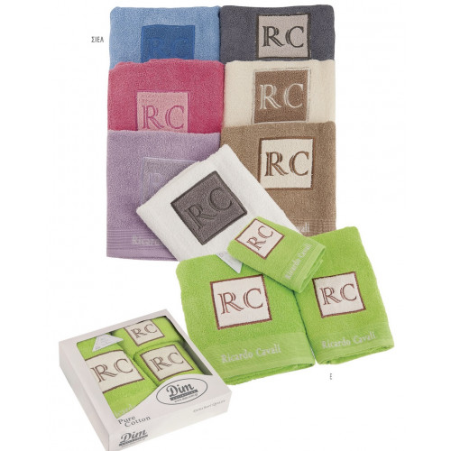 DIMcol ΠΕΤΣΕΤΑ ΣΕΤ 3 τεμ ΕΝΗΛ Cotton 100% 30X50,50X90,70X140 RICARDO CAVALLI  ΣΙΕΛ 1332215703700028