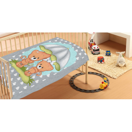 DIMcol ΚΟΥΒΕΡΤΑ ΒΡΕΦ Βελουτέ polyester 110Χ140 Rainy Bears 07 Grey 1410274403200772