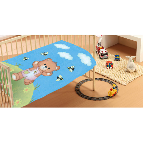 DIMcol ΚΟΥΒΕΡΤΑ ΒΡΕΦ Βελουτέ polyester 110Χ140 Teddy Bear 01 Sky blue 1410274403300182