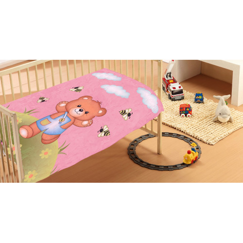 DIMcol ΚΟΥΒΕΡΤΑ ΒΡΕΦ Βελουτέ polyester 110Χ140 Teddy Bear 02 Pink 1410274403300279