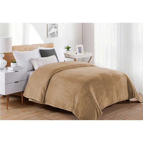 DIMcol ΚΟΥΒΕΡΤΑ CORAL FLEECE ΕΝΗΛ Polyester 160X220 Μονόχρωμη 02 Beige