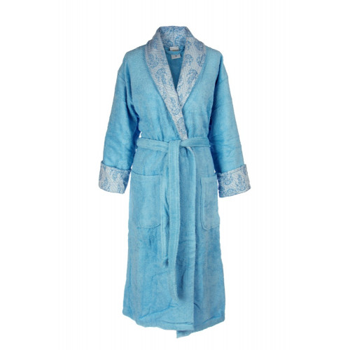 DIMcol ΜΠΟΥΡΝΟΥΖΙ ΕΝΗΛ Cotton 100% XL με γιακά Ζακάρ φάσα 450 gsm 01 Sky blue