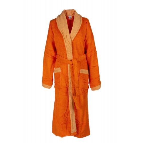 DIMcol ΜΠΟΥΡΝΟΥΖΙ ΕΝΗΛ Cotton 100% XL με γιακά Διχρωμο 450 gsm 02 Orange