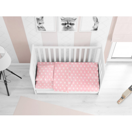 DIMcol ΠΑΠΛΩΜΑΤΟΘΗΚΗ ΕΜΠΡΙΜΕ ΒΡΕΦ Cotton 100% 120Χ160 Star 32 ΡΟΖ 1915717607303226