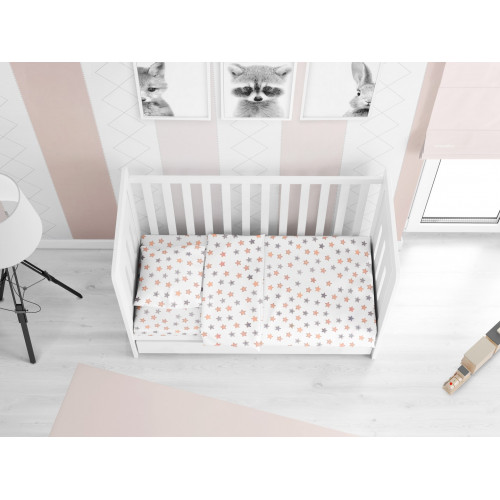 DIMcol ΠΑΠΛΩΜΑΤΟΘΗΚΗ ΕΜΠΡΙΜΕ ΒΡΕΦ Cotton 100% 120Χ160 Star 103 Grey 1915717607310372