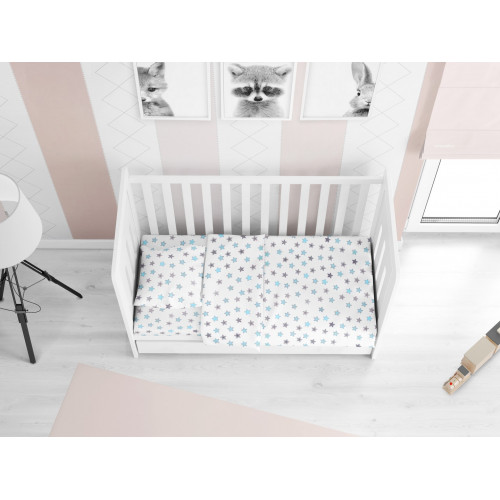 DIMcol ΠΑΠΛΩΜΑΤΟΘΗΚΗ ΕΜΠΡΙΜΕ ΒΡΕΦ Cotton 100% 120Χ160 Star 104 Sky blue 1915717607310482