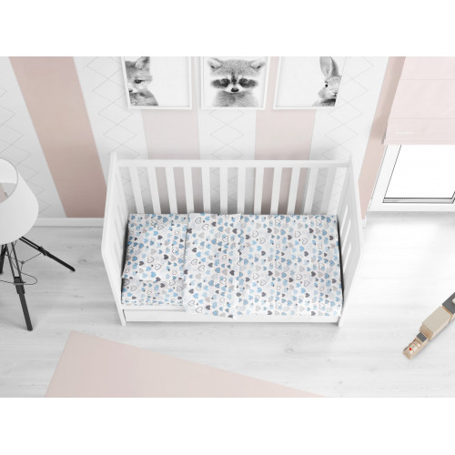 DIMcol ΠΑΠΛΩΜΑΤΟΘΗΚΗ ΕΜΠΡΙΜΕ ΒΡΕΦ Cotton 100% 120Χ160 Hearts 08 Blue 1915717607800870