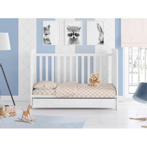 DIMcol ΠΑΠΛΩΜΑΤΟΘΗΚΗ ΕΜΠΡΙΜΕ ΒΡΕΦ Cotton 100% 120Χ160 Windows 151 White-Beige