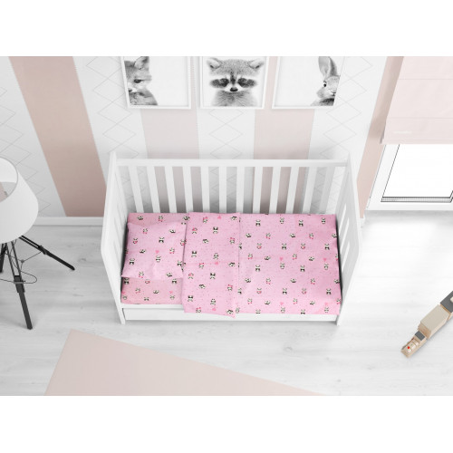 DIMcol ΠΑΠΛΩΜΑΤΟΘΗΚΗ ΕΜΠΡΙΜΕ ΒΡΕΦ Cotton 100% 120Χ160 PANDA 111 Pink 1915717615811179