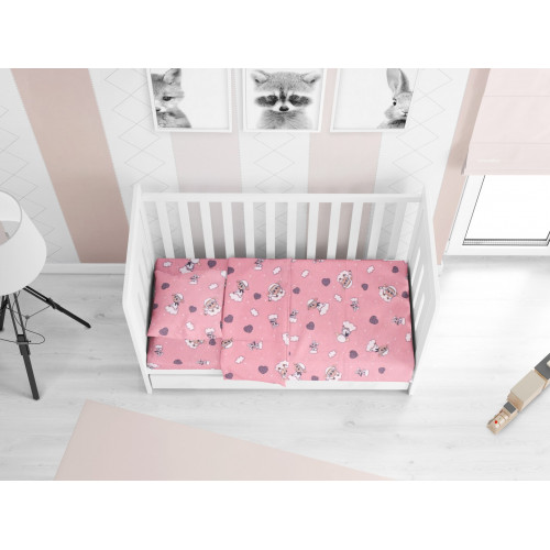 DIMcol ΠΑΠΛΩΜΑΤΟΘΗΚΗ ΕΜΠΡΙΜΕ ΒΡΕΦ Flannel Cotton 100% 120Χ160 Προβατάκι 05 Pink 1915757606600579