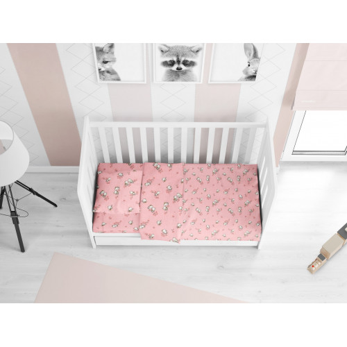 DIMcol ΠΑΠΛΩΜΑΤΟΘΗΚΗ ΕΜΠΡΙΜΕ ΒΡΕΦ Flannel Cotton 100% 120Χ160 Birds 15 Pink 1915757608601579