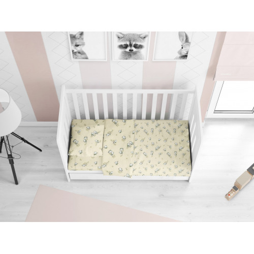 DIMcol ΠΑΠΛΩΜΑΤΟΘΗΚΗ ΕΜΠΡΙΜΕ ΒΡΕΦ Flannel Cotton 100% 120Χ160 Birds 16 Ecru 1915757608601678