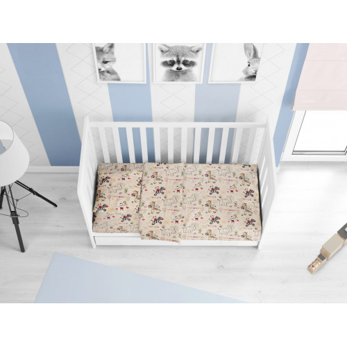 DIMcol ΠΑΠΛΩΜΑΤΟΘΗΚΗ ΕΜΠΡΙΜΕ ΒΡΕΦ Flannel Cotton 100% 120Χ160 Africa 145 Beige 1915757610214580